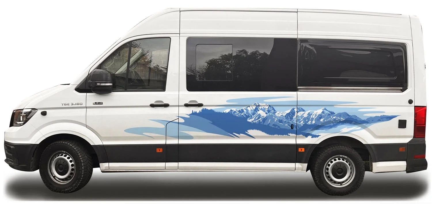 camper van decal graphic mountain design