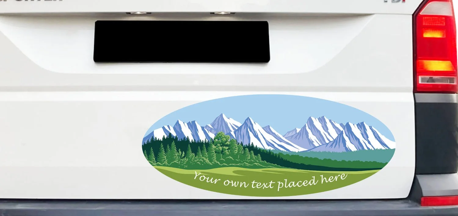 colourful mountain and trees campervan decal