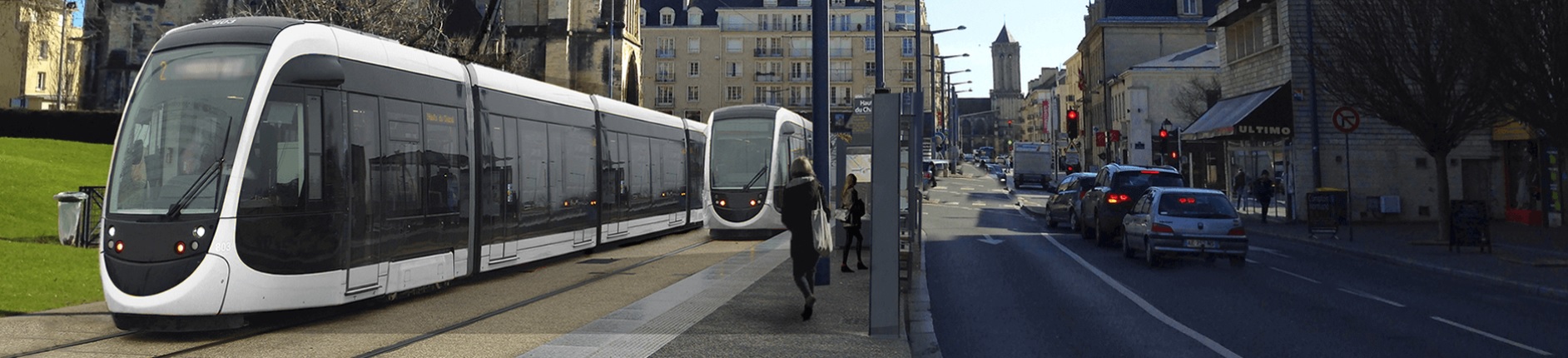 Vizualizace provozu klasických tramvají v Caen. (zdroj: http://www.tramway2019.com/)