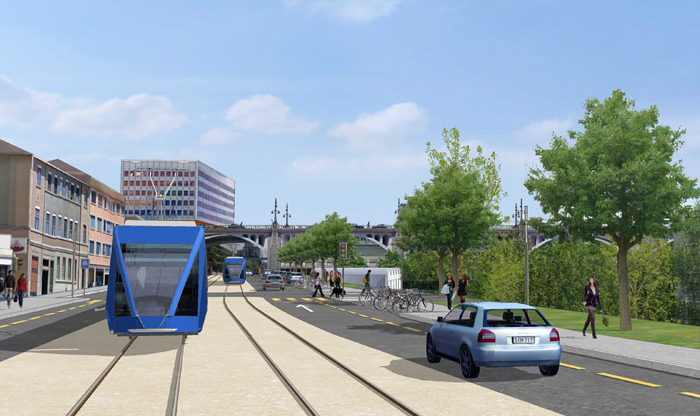 Vedle výstavby tramvajové tratě by měl být výrazně upraven také veřejný prostor. (zdroj: www.lausanne.ch)