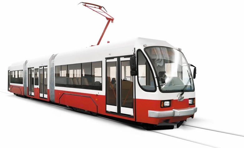 Tramvaj 71-409 je řešena jako tříčlánková, avšak její délka činí pouhých 21,3 m. (zdroj: Uraltransmash.ru)