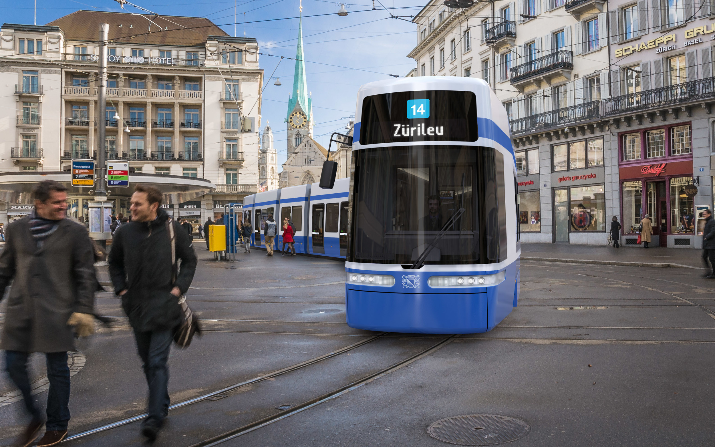 Nové tramvaje mají dosahovat délky 43 m. Dodavatelem bude Bombardier. (zdroj: VBZ)