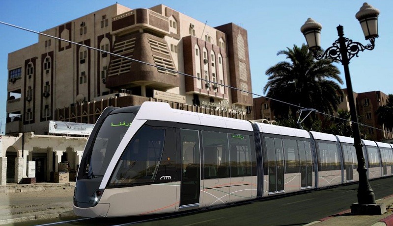 Vizualizace tramvaje Citadis v ulicích města Ouargla v Alžísku. (zdroj: Alstom) 