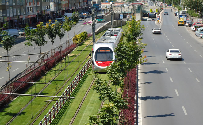 Vizualizace tramvajové tratě v Diyarbakiru. (zdroj: www.demiryol.net)