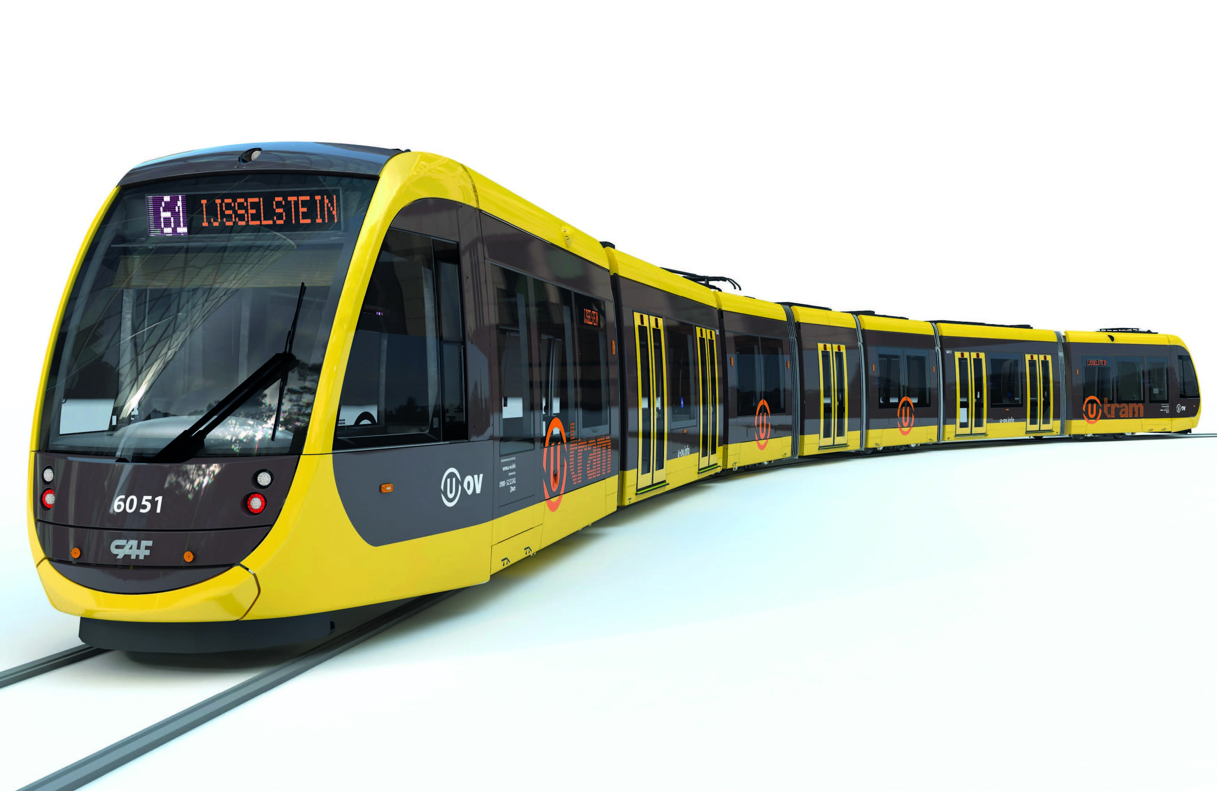 Vizualiazace tramvaje CAF Urbos 3 (Urbos 100) pro Utrecht. (zdroj: CAF)