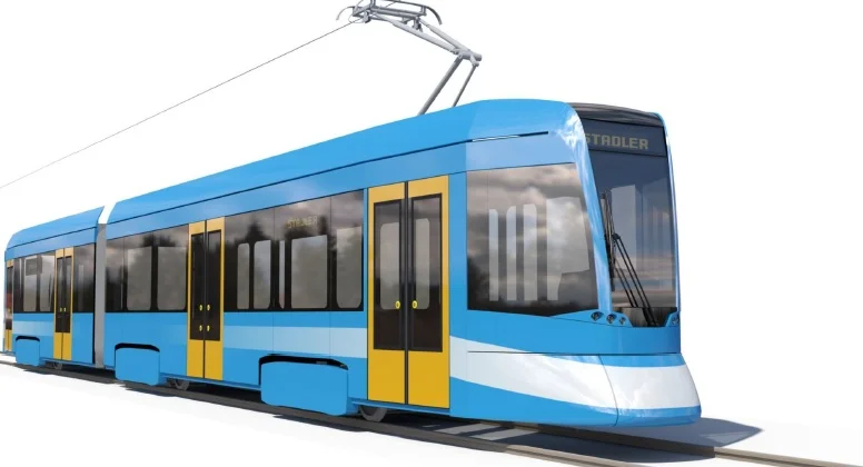 Upravený vzhled tramvaje od Stadleru. Jedná se o první ideový návrh vozidla. V následujících dvou měsících by měl být ještě dále upravován ve spolupráci s dopravcem. (zdroj: Stadler)