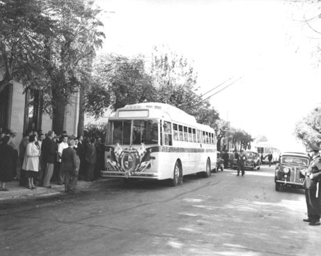 Ze slavnostního zahájení provozu trolejbusů v roce 1951. (zdroj: archiv Marcelo Benoit)