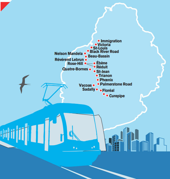 Trasa tramvaje na ostrově Mauricius. (zdroj: Alcons)