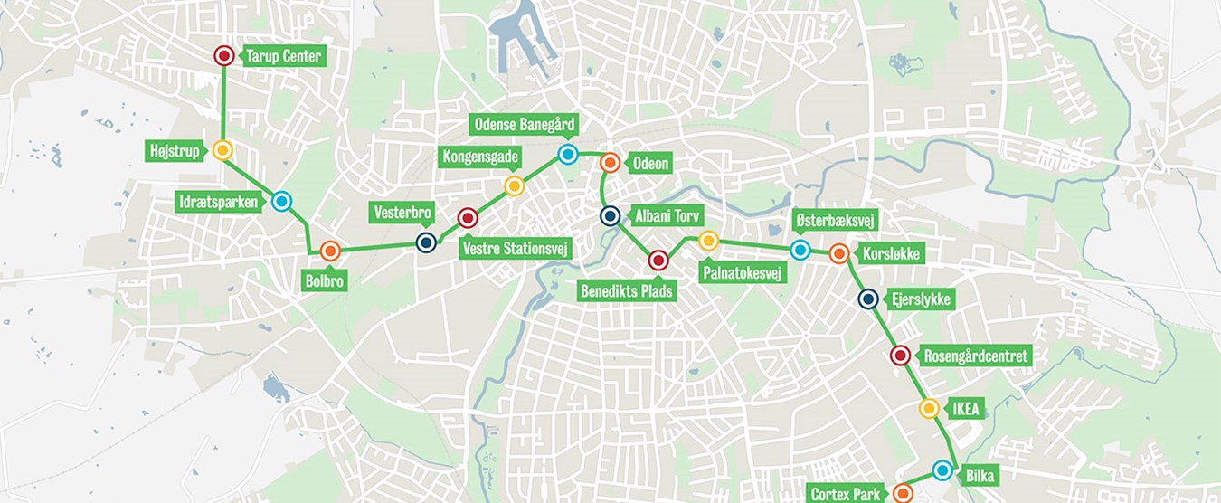 Budovaná první linka tramvaje v Odense. (zdroj: Odenseletbane.dk)