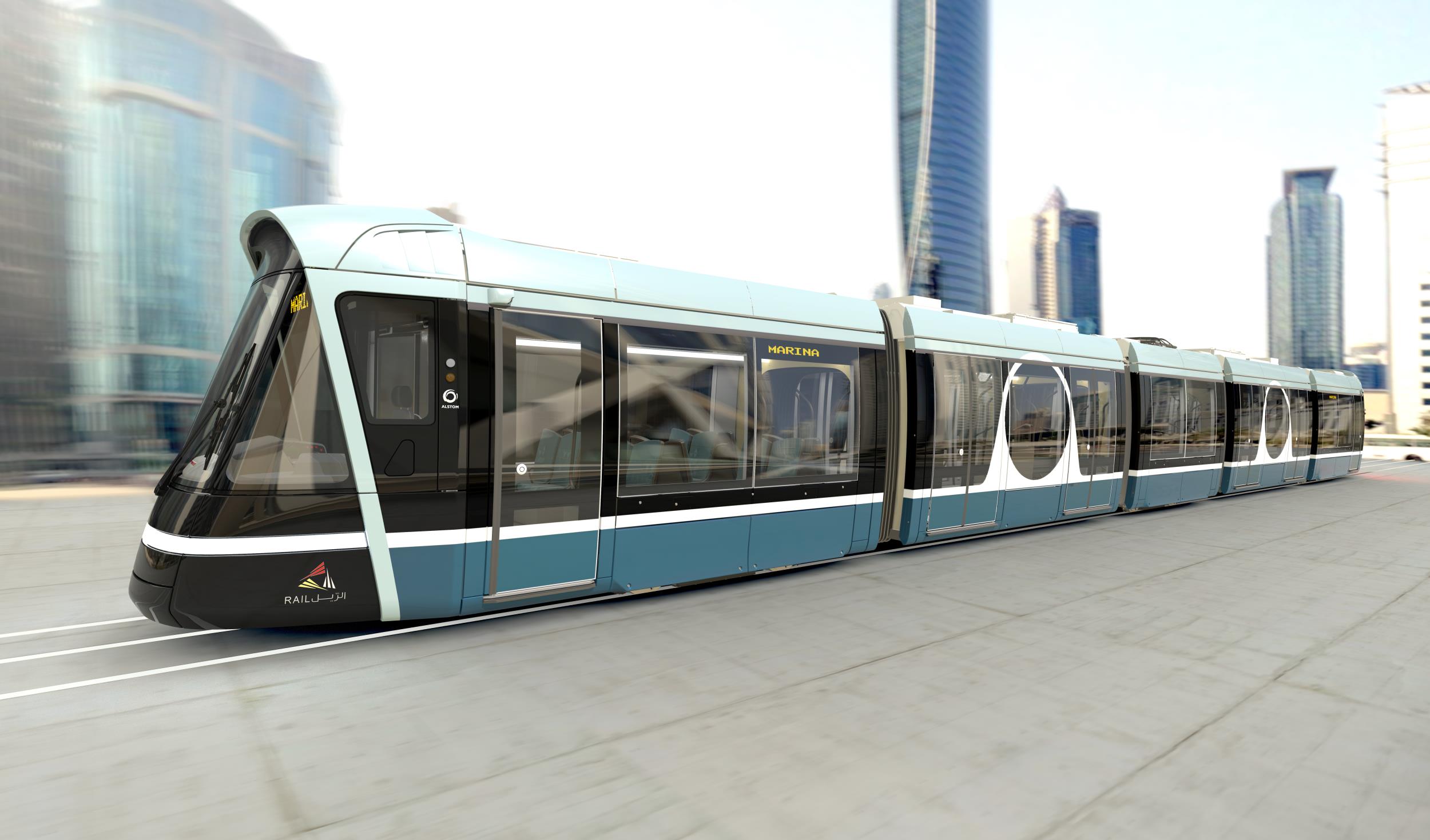 Design tramvají pro Lusail na vizualizaci výrobce. (zdroj: Alstom)