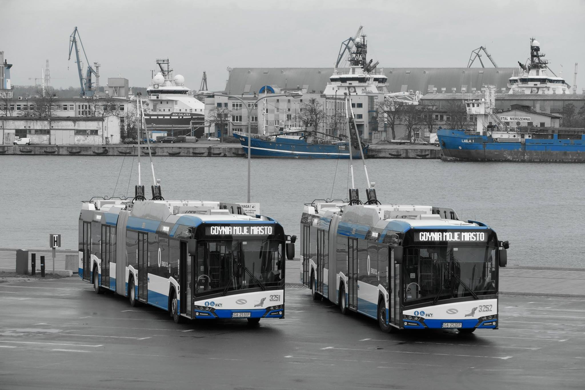Ještě jeden pohled na nové trolejbusy v přístavu. (foto: ZKM Gdynia)