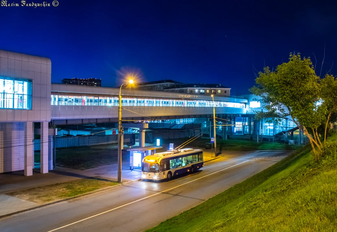 Moskevský trolejbus na lince č. 65 na zastávce ul. Narodnogo Opolčenija dne 18. května 2019. (foto: foto: M. V. Fandjušin)
