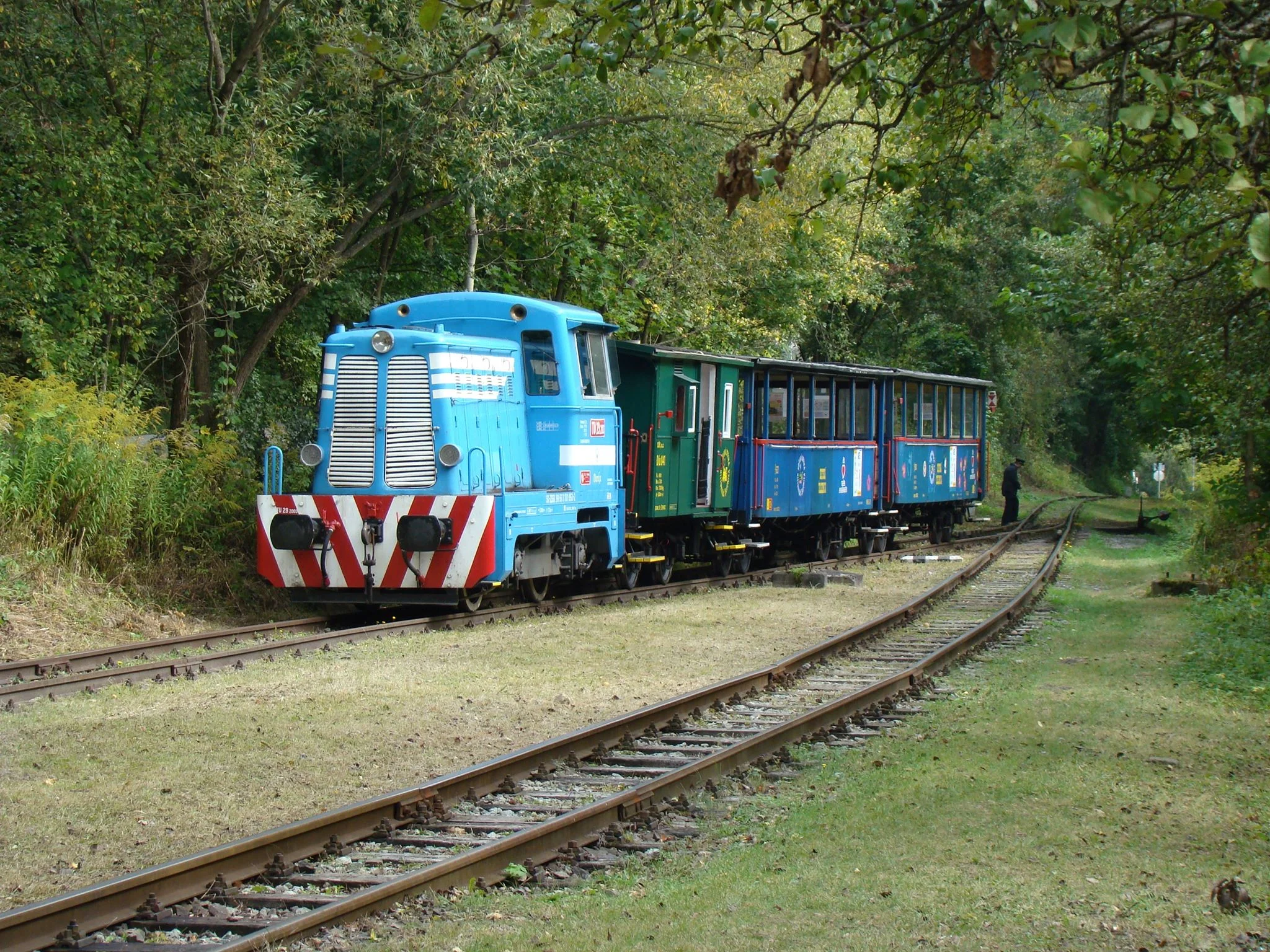 Kromě parních lokomotiv jsou na trati k vidění také dieselové lokomotivy TU29 vzniklé úpravou normálněrozchodných vozů T211. (foto: František Šimčák)