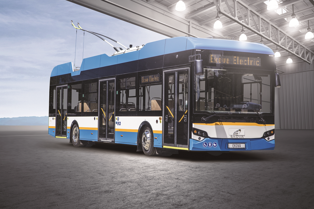 Trolejbus Ekova Electron na propagační fotomontáži výrobce. (foto: Ekova Electron)