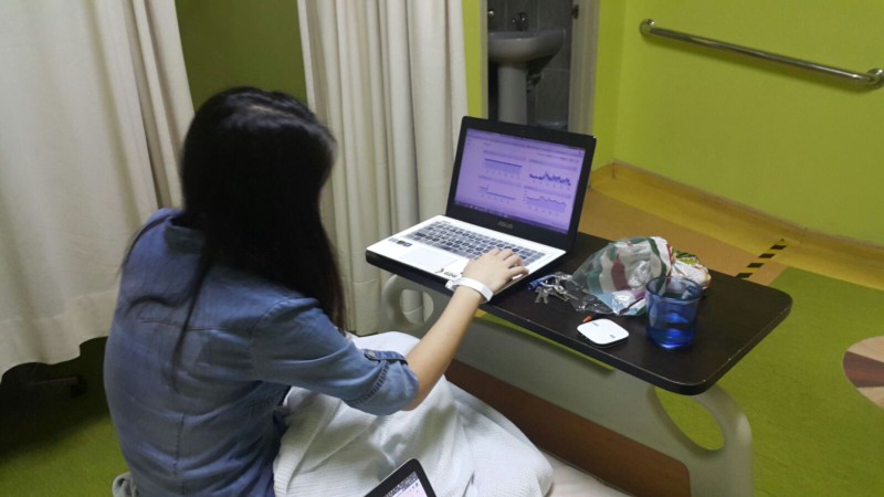 One of our teammates working while in hospital today (we told her not to).