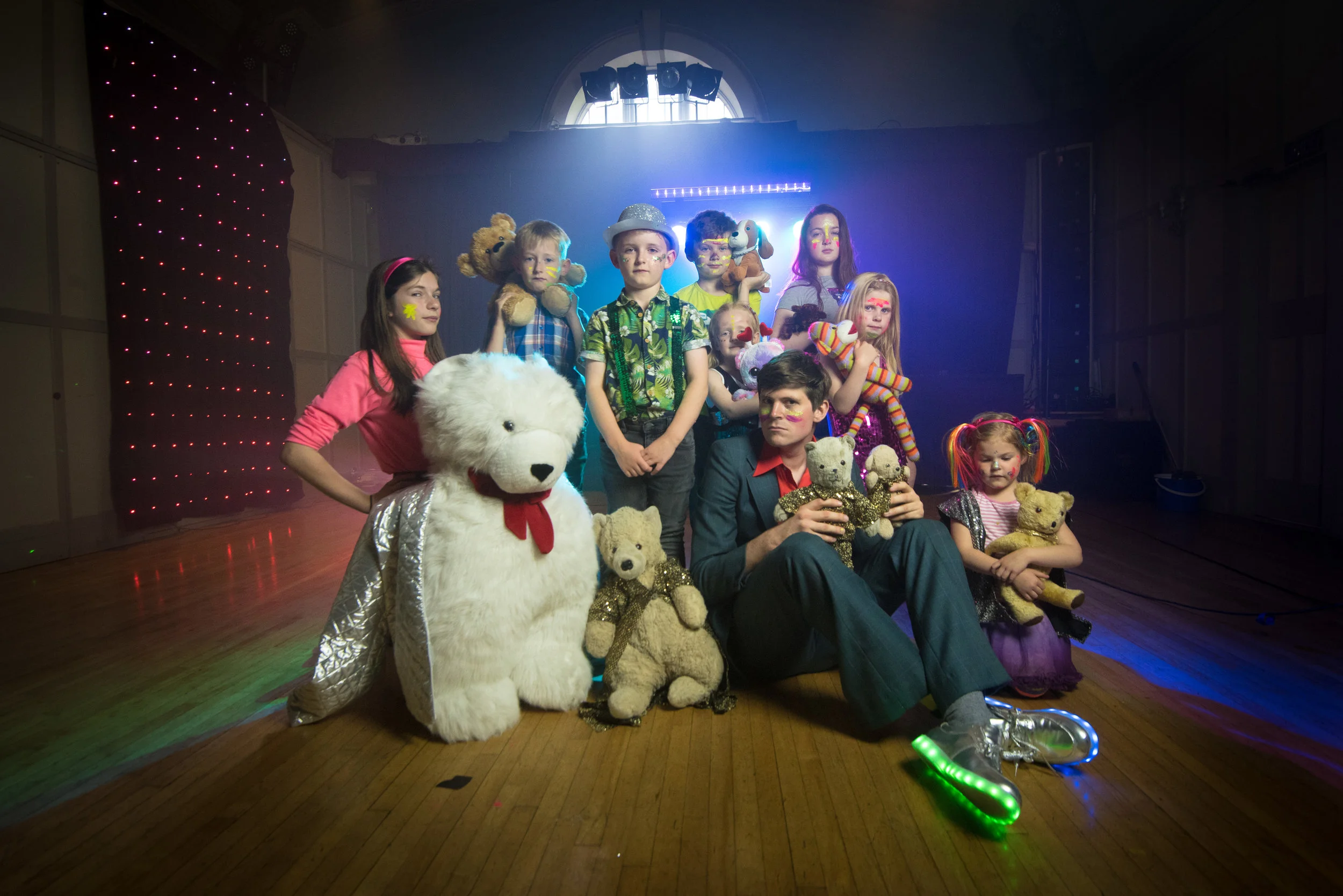 Making serious disco faces with my teddy bear crew.