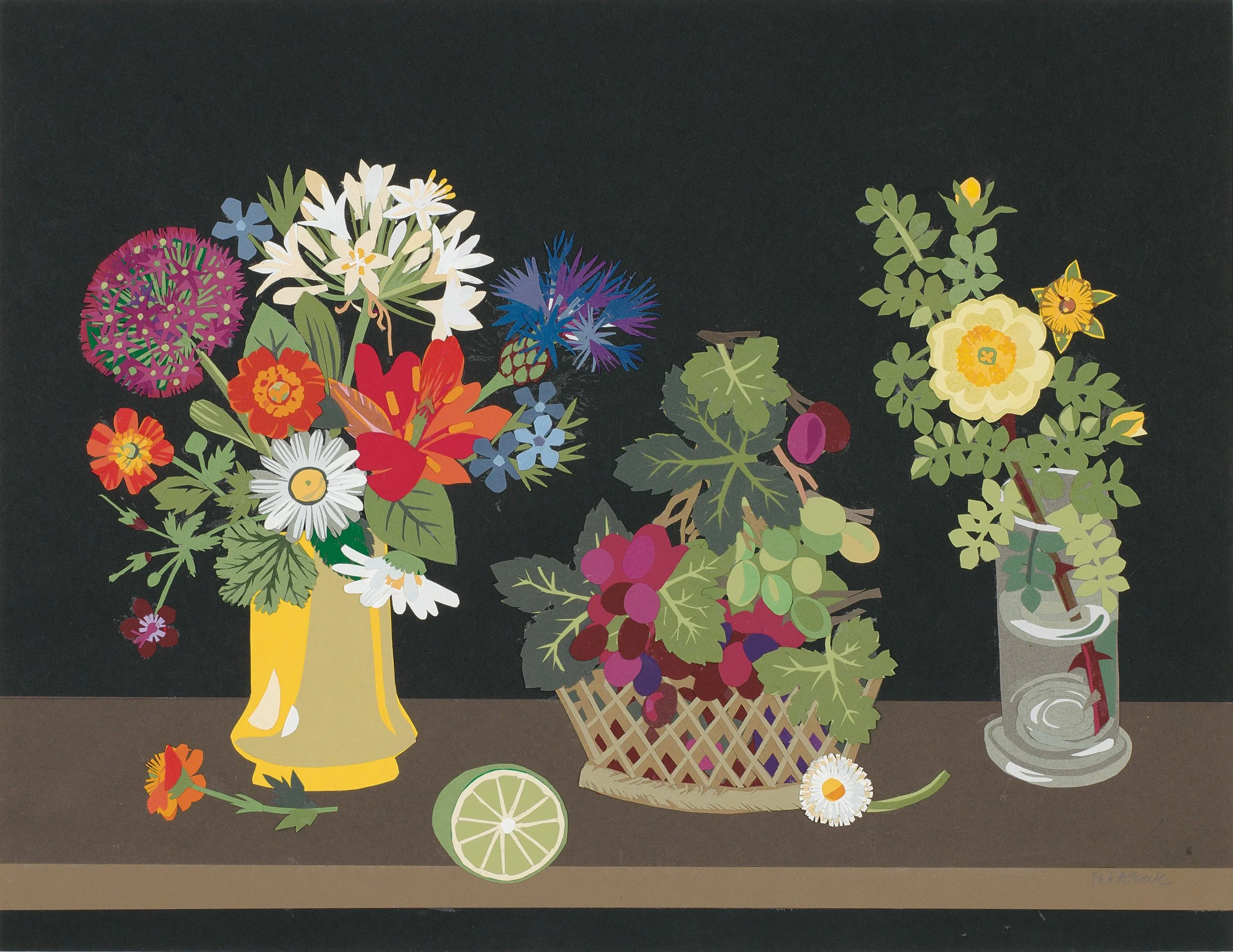 No 20 from the exhibition Allium, Canary Bird and grapes. signed and dated