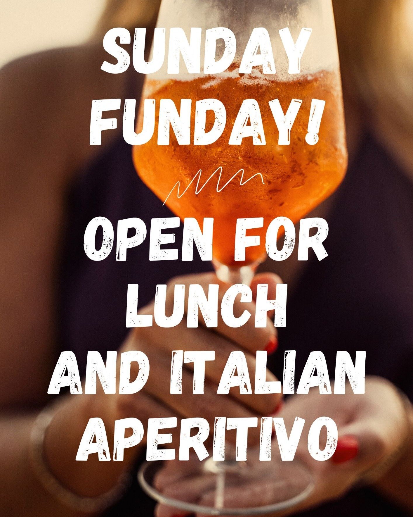 🌟 Buongiorno, Foodies! 🌟

Great news: this Sunday, we're breaking tradition and opening for lunch! 🕛

But wait, there's more! Join us for an authentic Italian Aperitivo 🍸 from 6 PM onwards.

Delicious nibbles, mouth-watering cocktails, and only &