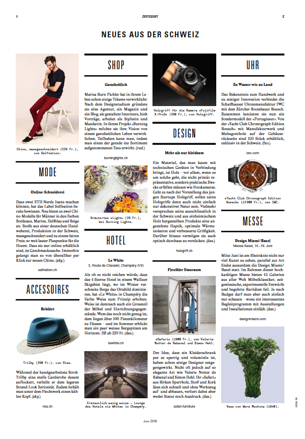 BURNINGLIGHTS IN MAGAZIN Z NZZ AM SONNTAG