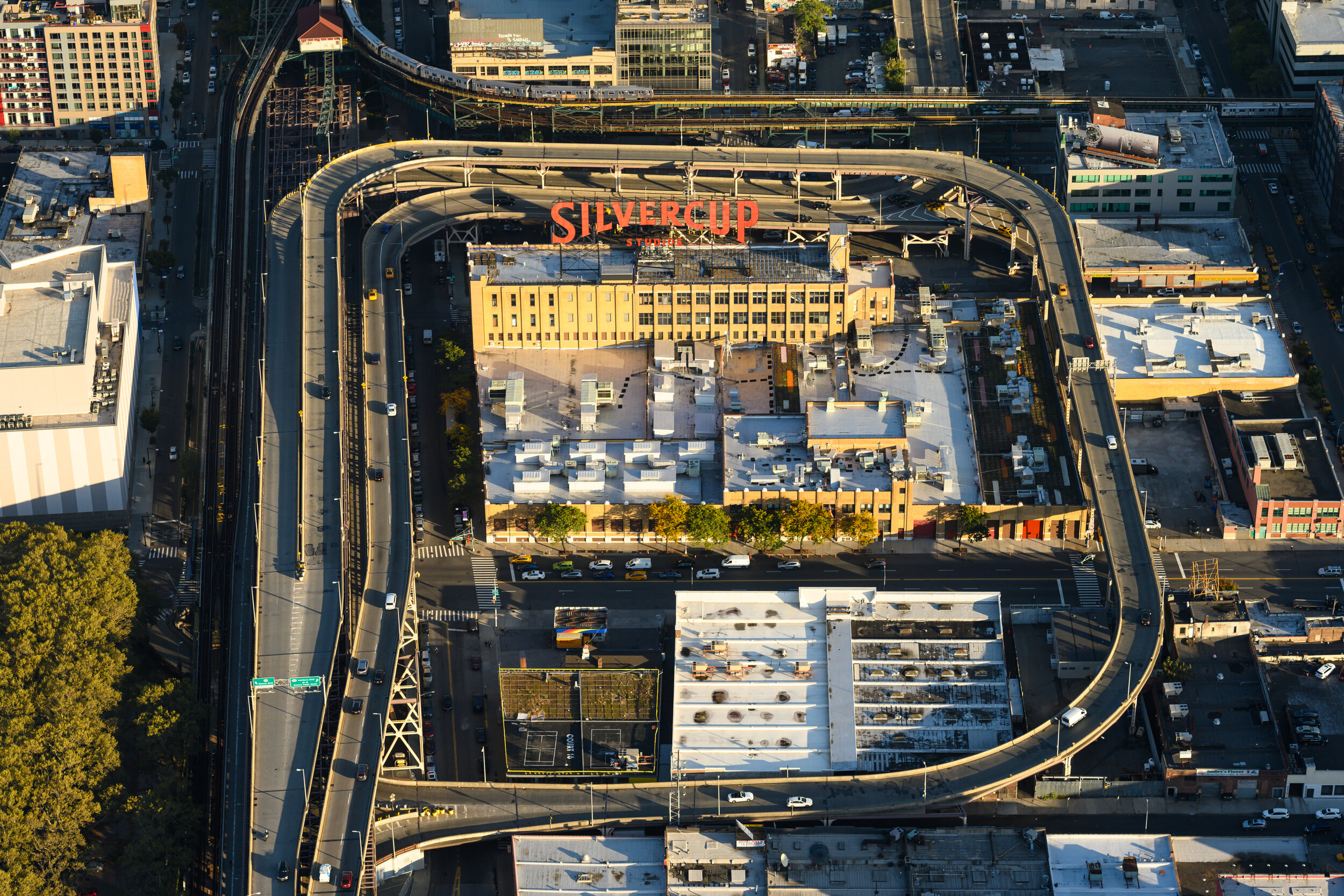 Aerial Silvercup Studios sign 3