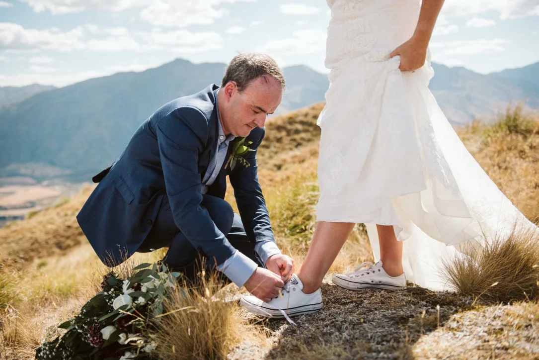 And don't forget appropriate shoes for up on the mountain. Photo of K & L by Andy Brown