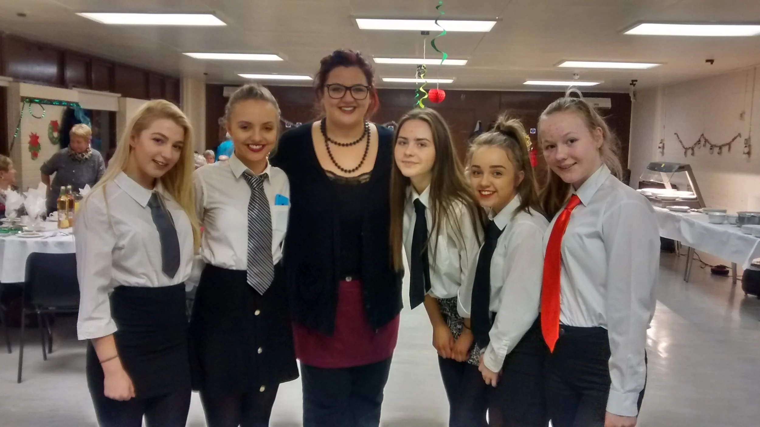 Youth worker Jayne (centre) with some lovely waitresses!