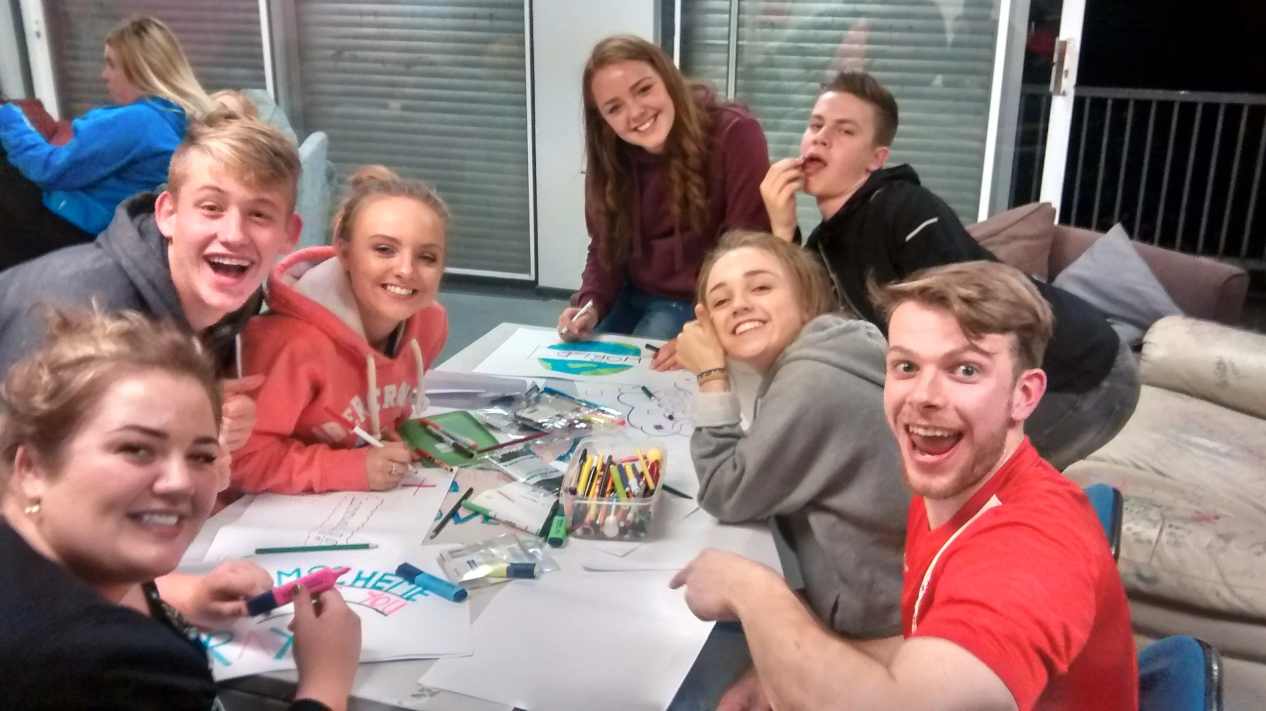 Callum with young people at our Braniel centre