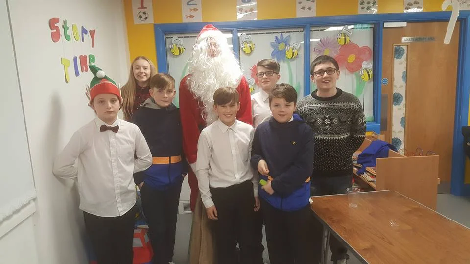 Young people with Santa