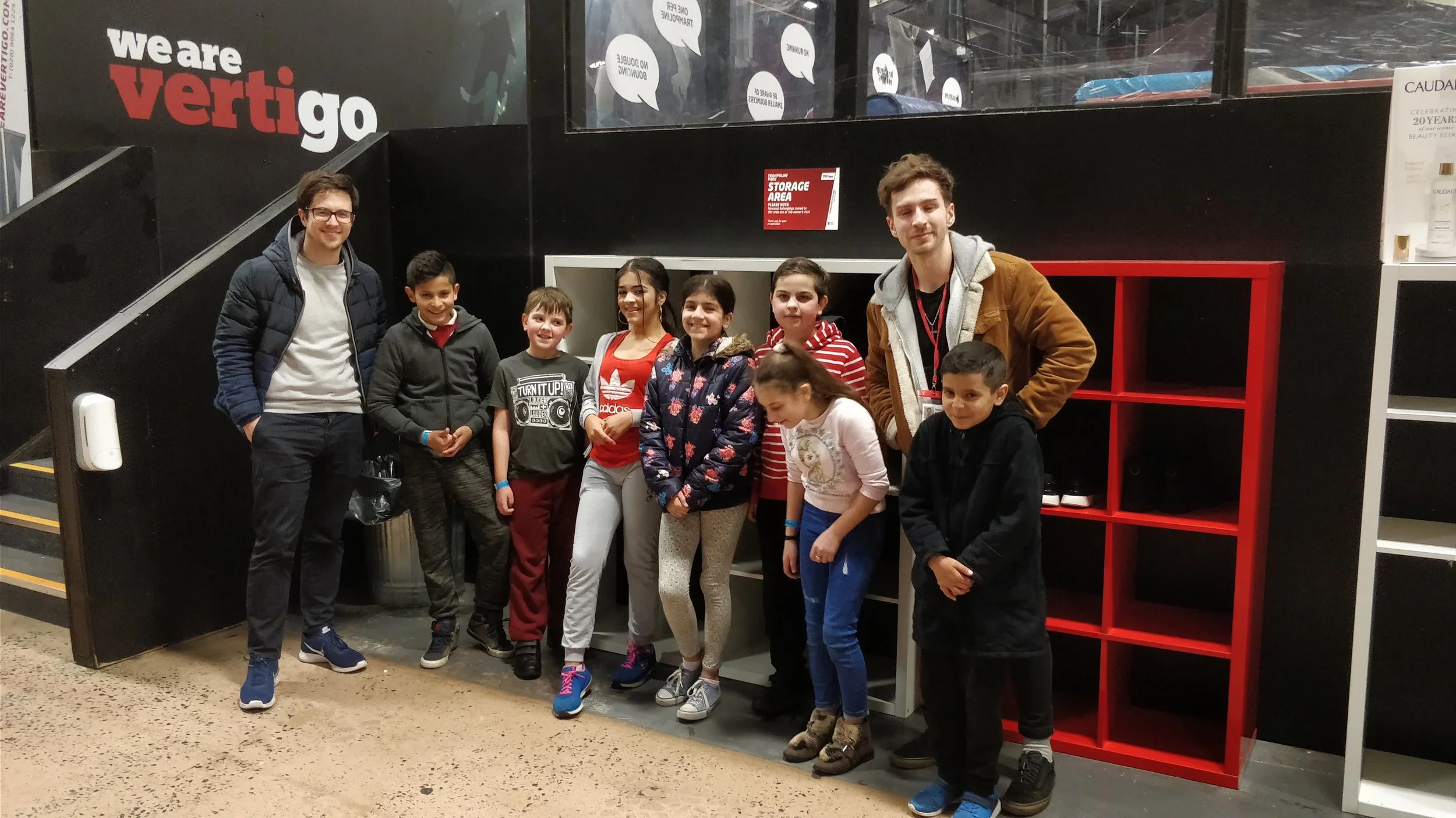 Young people at trampoline park