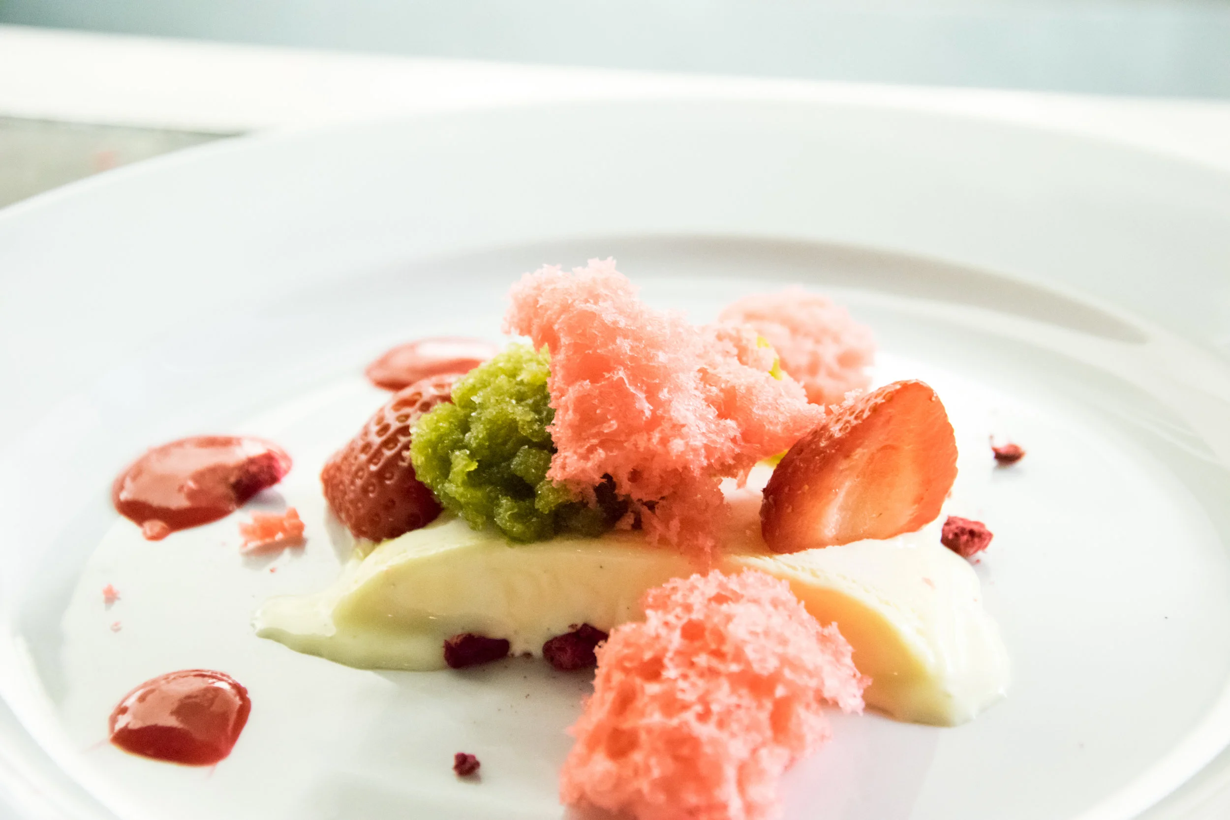 TNQ - Champagne & Seafood (30-09-15) - Red Fruits, White Chocolate Parfait, Tarragon & Rocket Granita.jpg