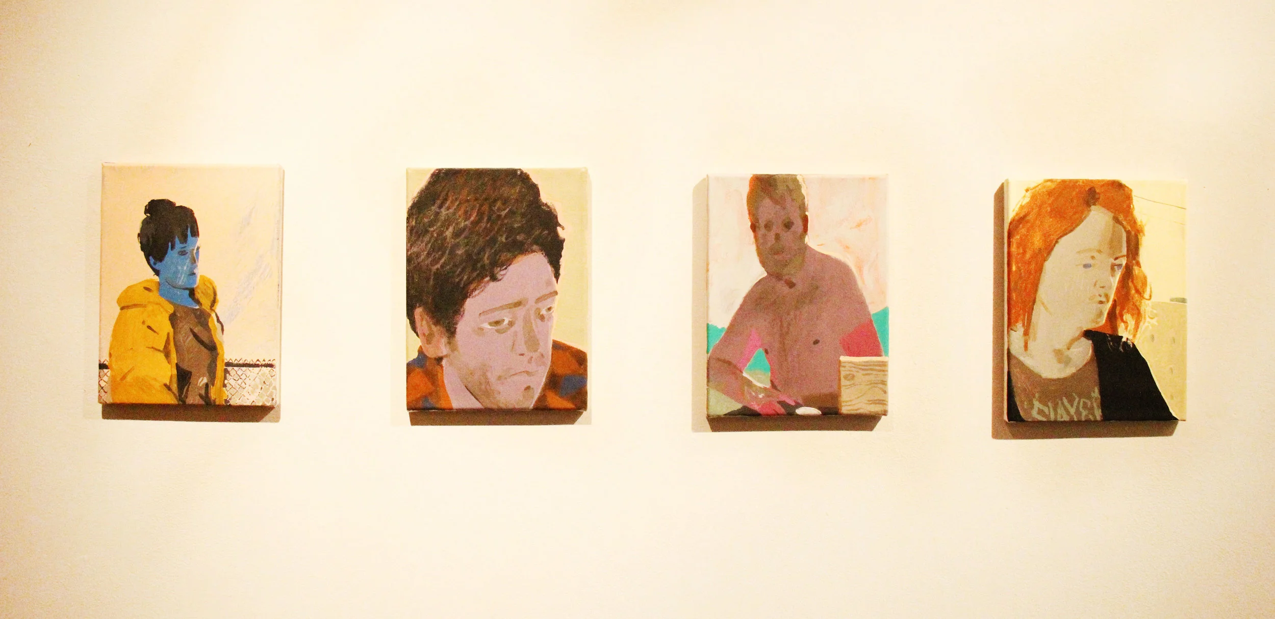 Left to right: Long Walk Some Daze Parked John in the Wilderness All in Flashe and Acrylic, 2015