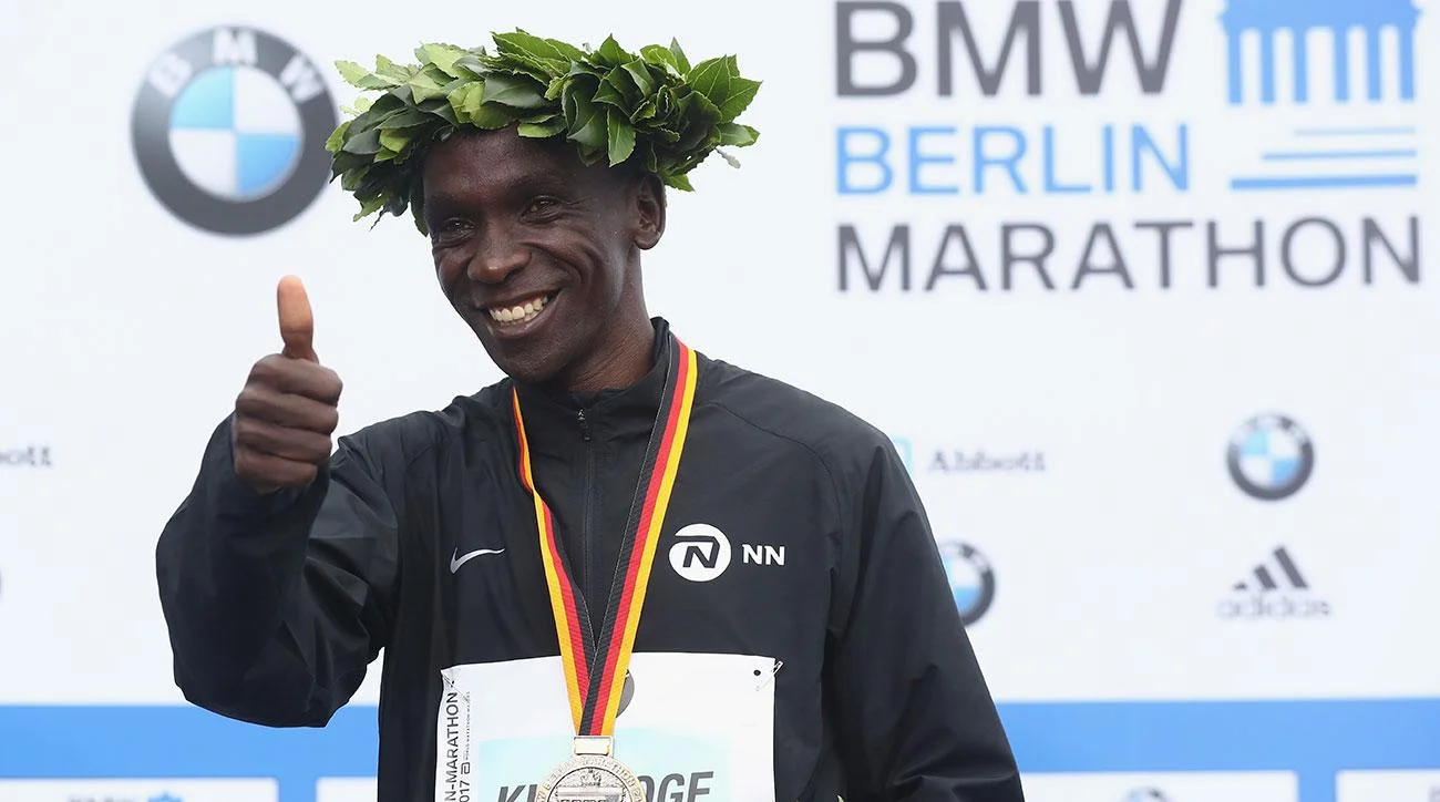 Eliud Kipchoge after winning the 2018 Berlin Marathon