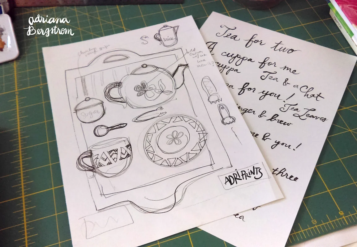 layout sketch and hand-lettering tests