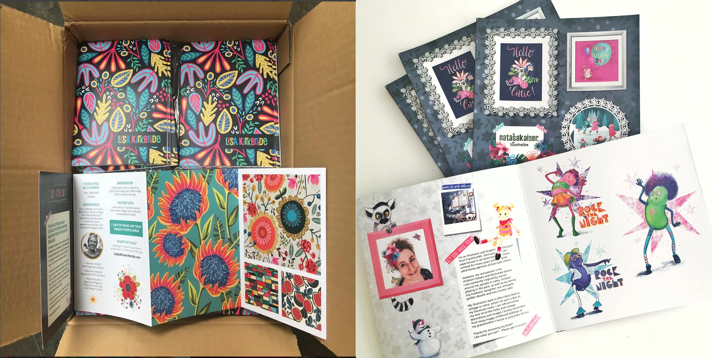 A couple of trifolds by our artists Lisa and Nataša – just a sample, we have more!
