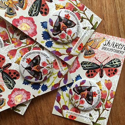 Who doesn't want one of these? Lush buttons in her very own painterly style by Sharon Montgomery