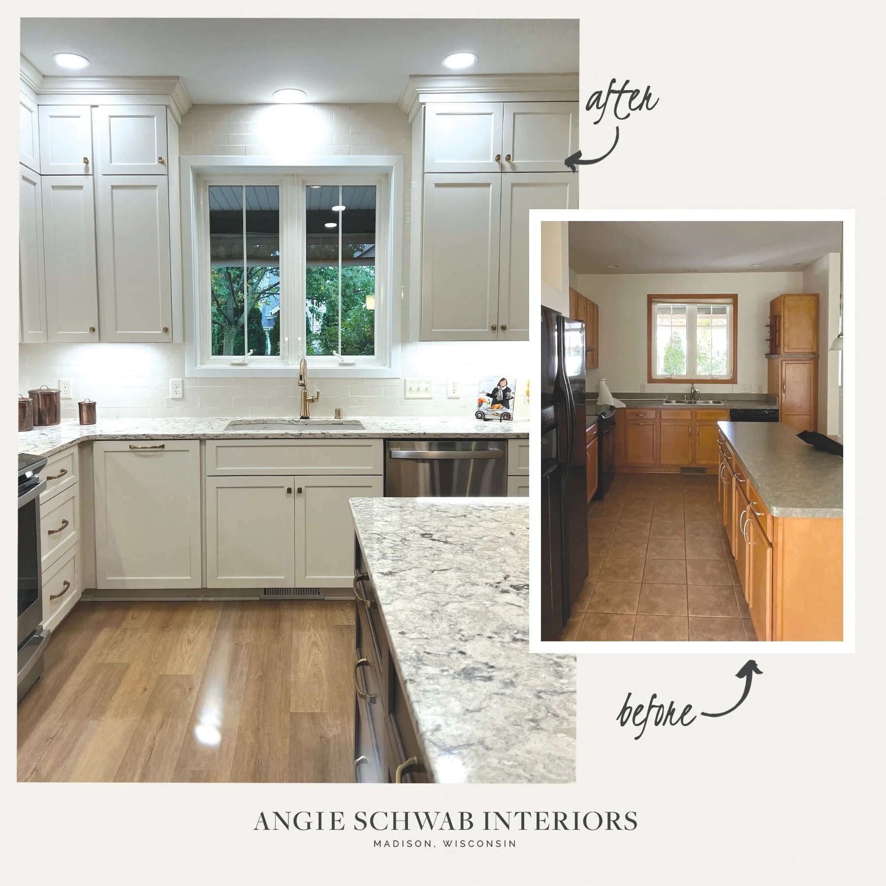 Soft neutral finishes and warm undertones &mdash; creating a bright, inviting space that feels both elevated and livable.

Interior Design | Kitchen | Remodel | Madison WI