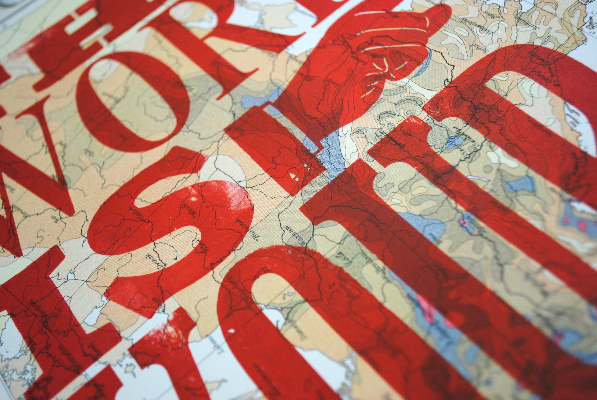 This print combines my two favourite things vintage maps and letterpress type! Hand printed onto original pages of The Citizen’s Atlas of the World. Printed by John Bartholomew & Son Ltd, Edinburgh & London, 1947. This print illustrates the saying ‘the world is your oyster’ perfectly.