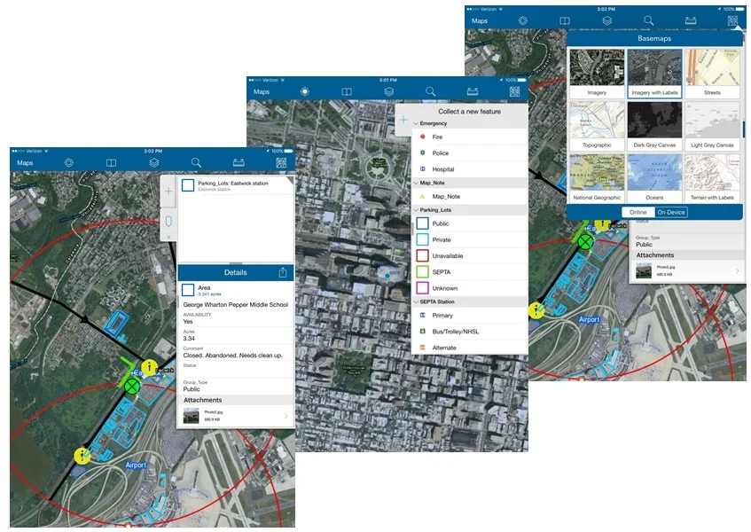Photo: Example of field data collection using ESRI Collector Application.