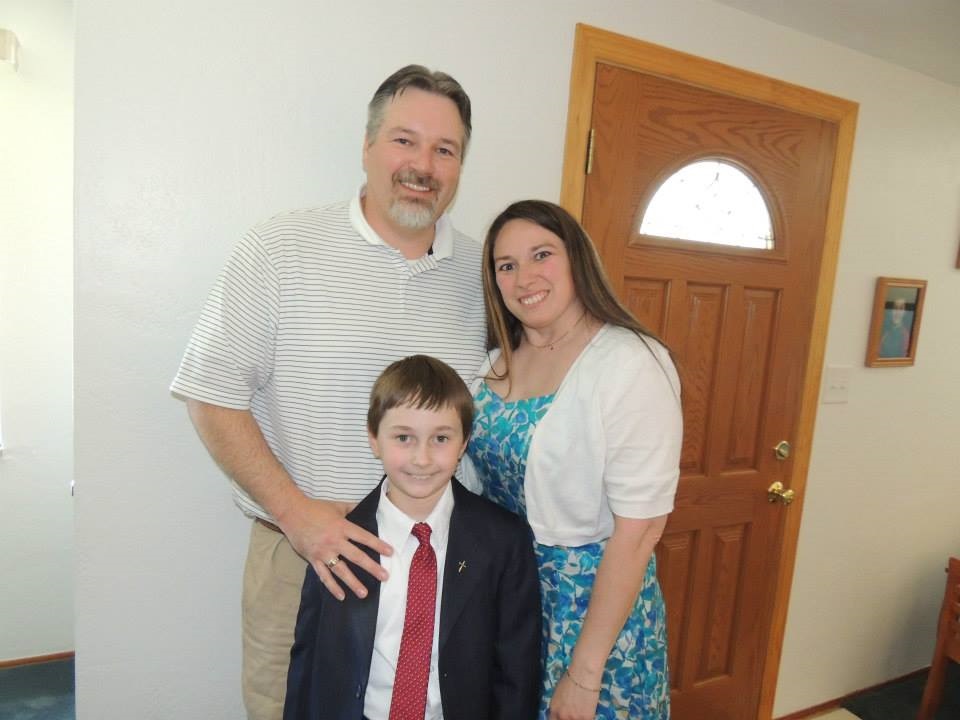 Kevin pictured with his wife, Shelley, and son Colin.