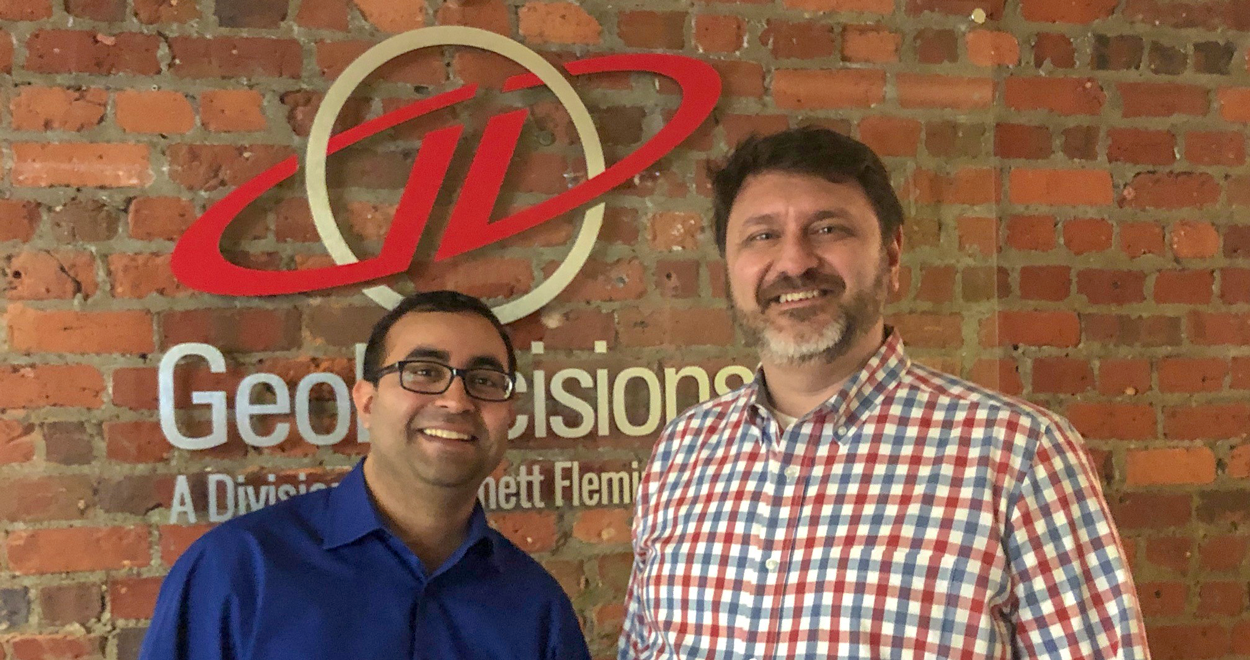 Subhash Jaini, CEO of Precizion Solutions and Brendan Wesdock, president of GeoDecisions.