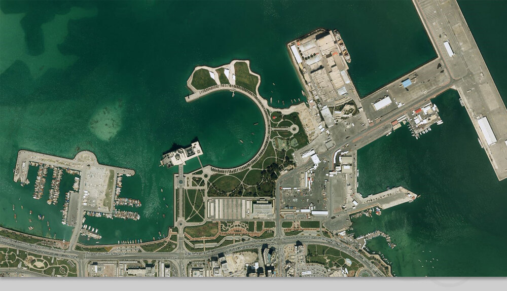  Here is an example of a geometrically corrected aerial image, an orthophoto of Qatar at 20cm. 
