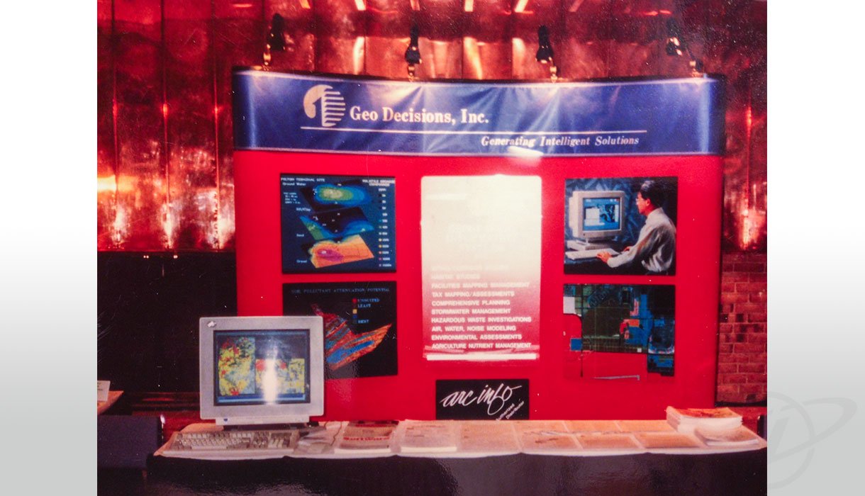  GeoDecisions takes their show on the road to an industry conference in the 1990s. 
