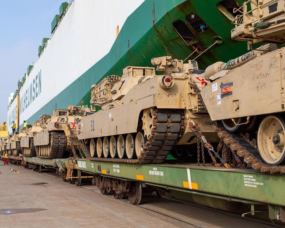  Port assessments consider rail accessibility for loading and unloading military cargo to support national defense efforts.   Photo courtesy of the 842nd Transportation Battalion, 597th Transportation Brigade, Beaumont, Texas, SDDC.  