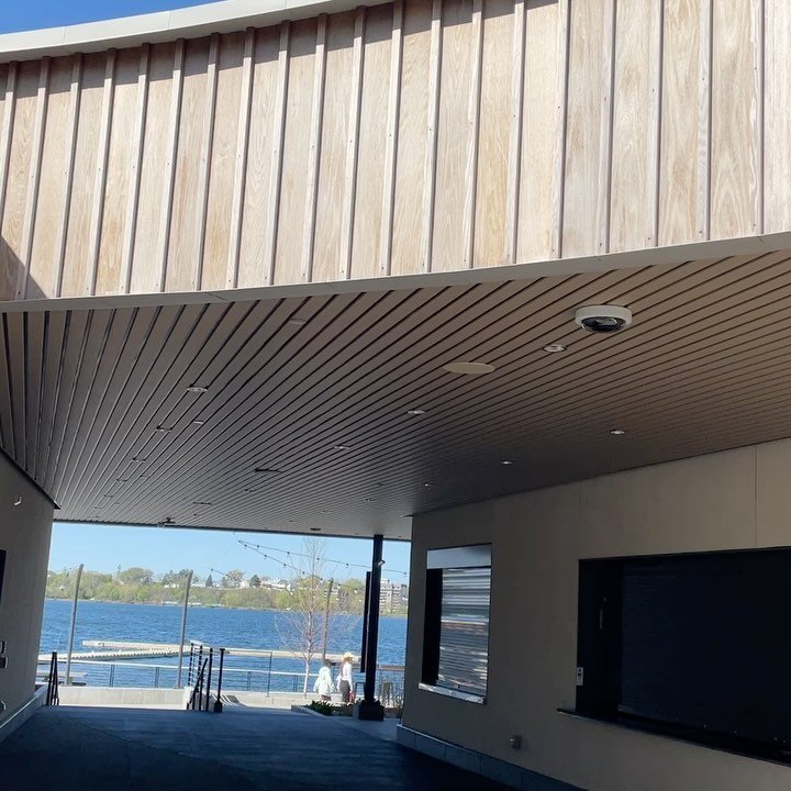 Checking in on a lovely install of thermally modified ash at @pimentomarket on the recently updated pavilion at Bde Mka Ska in Minneapolis, MN. The cladding is weathering beautifully in the summer sun.