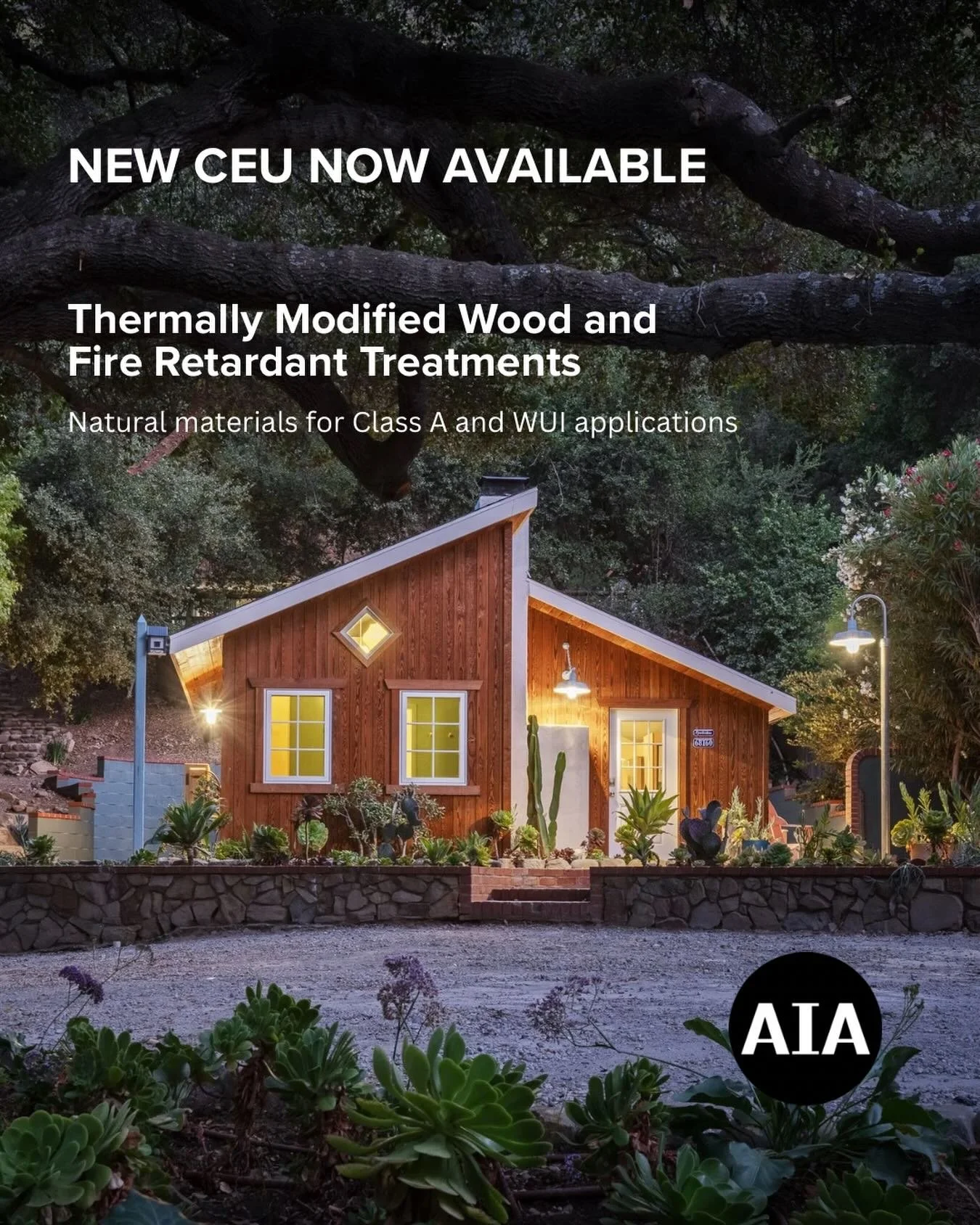 We are excited to add another AIA Accredited CEU presentation to our course offering. Our latest CEU dives deep into the world of thermally modified wood and fire retardant treatments. You will learn all about natural materials that are suitable for 