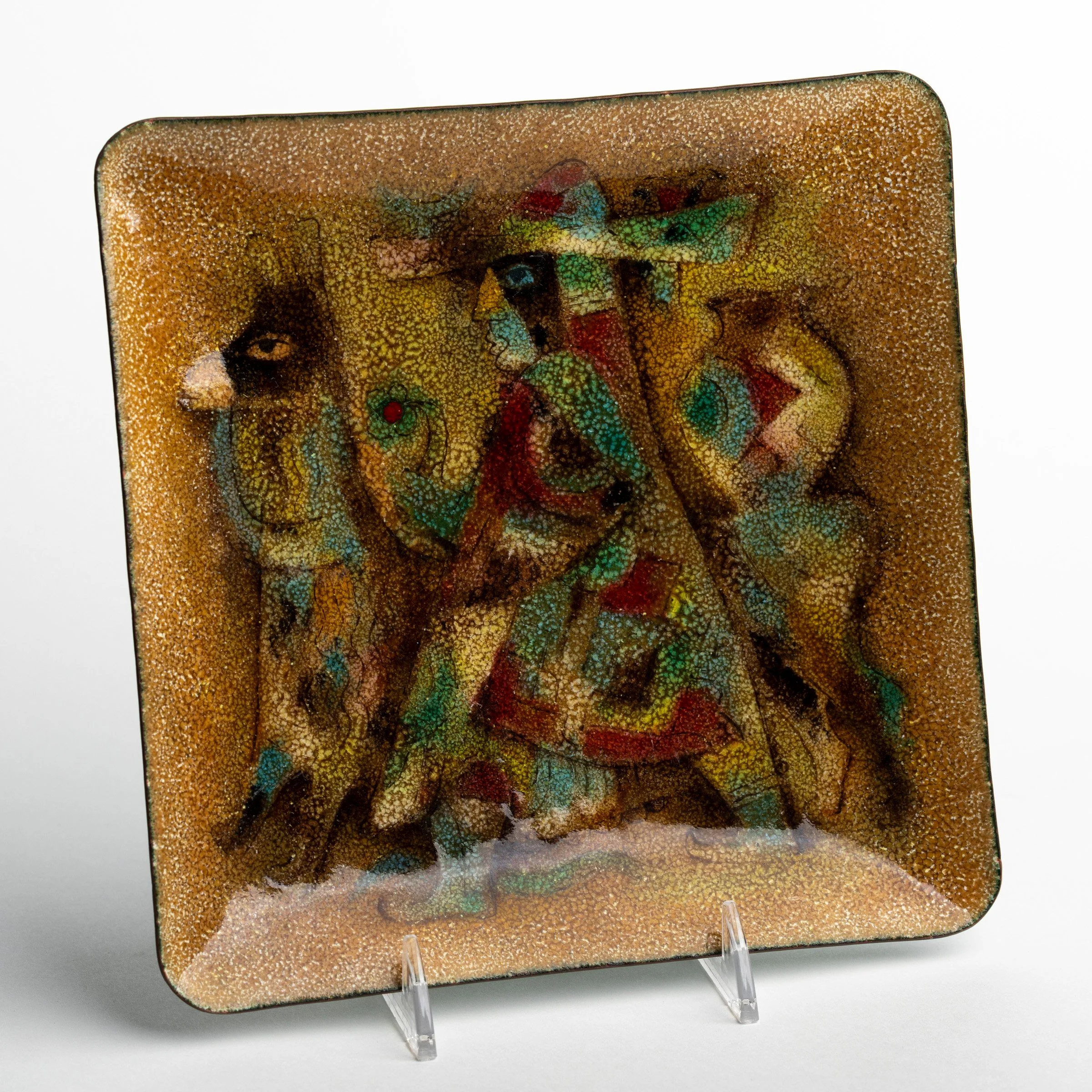 Karl Drerup Enamel Man Horse Dish