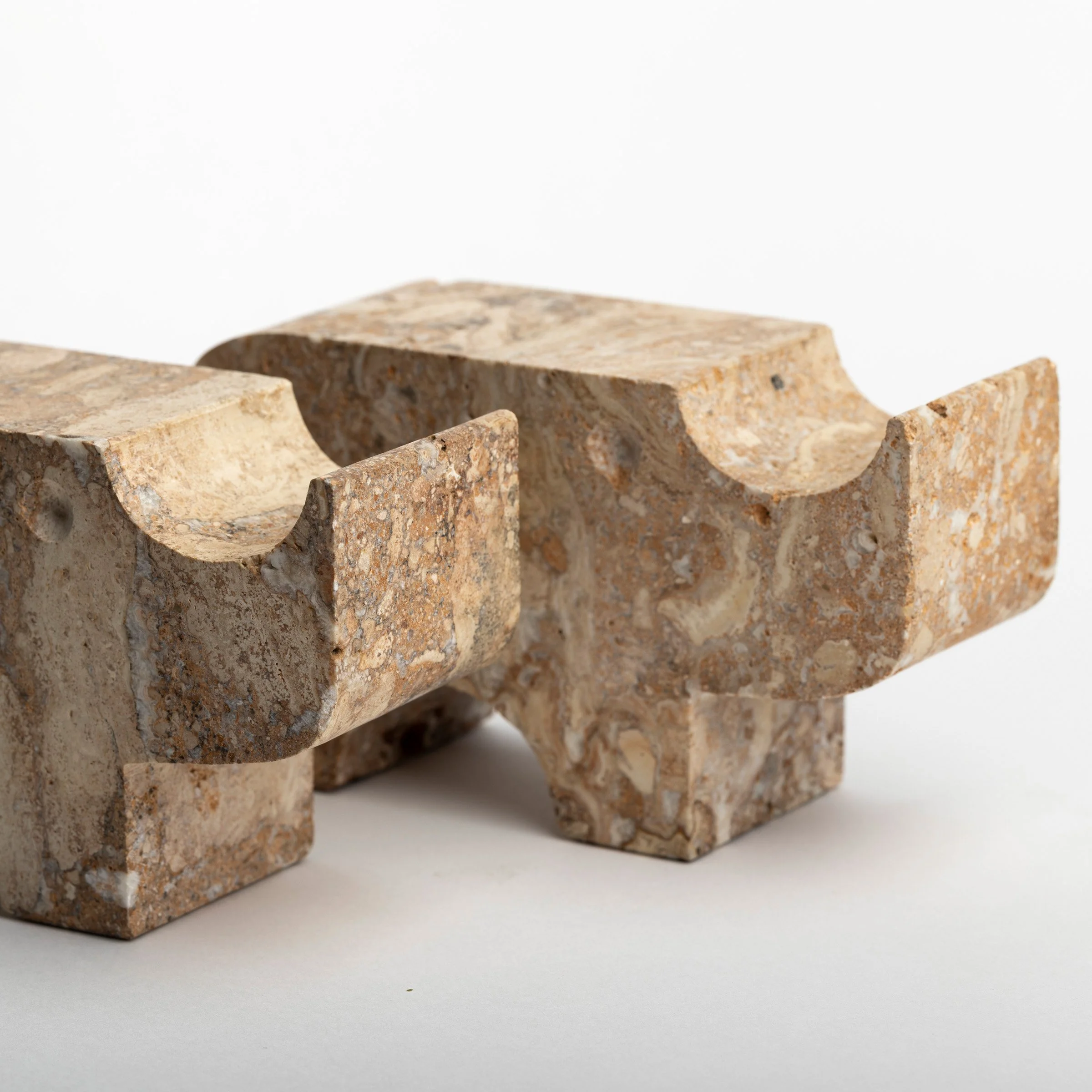 Mannelli Travertine Rhino Bookends