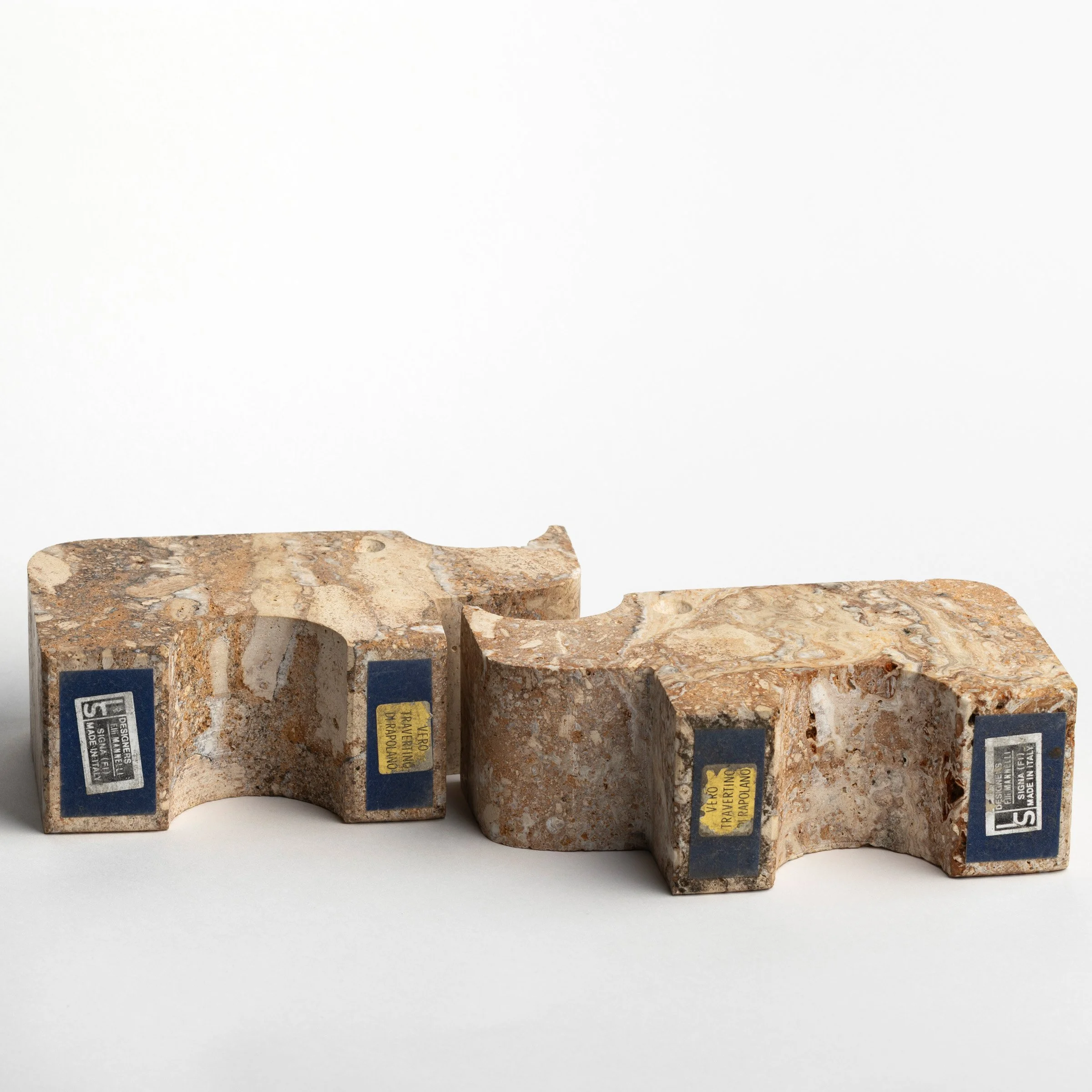 Travertine Rhino Bookends Bottoms
