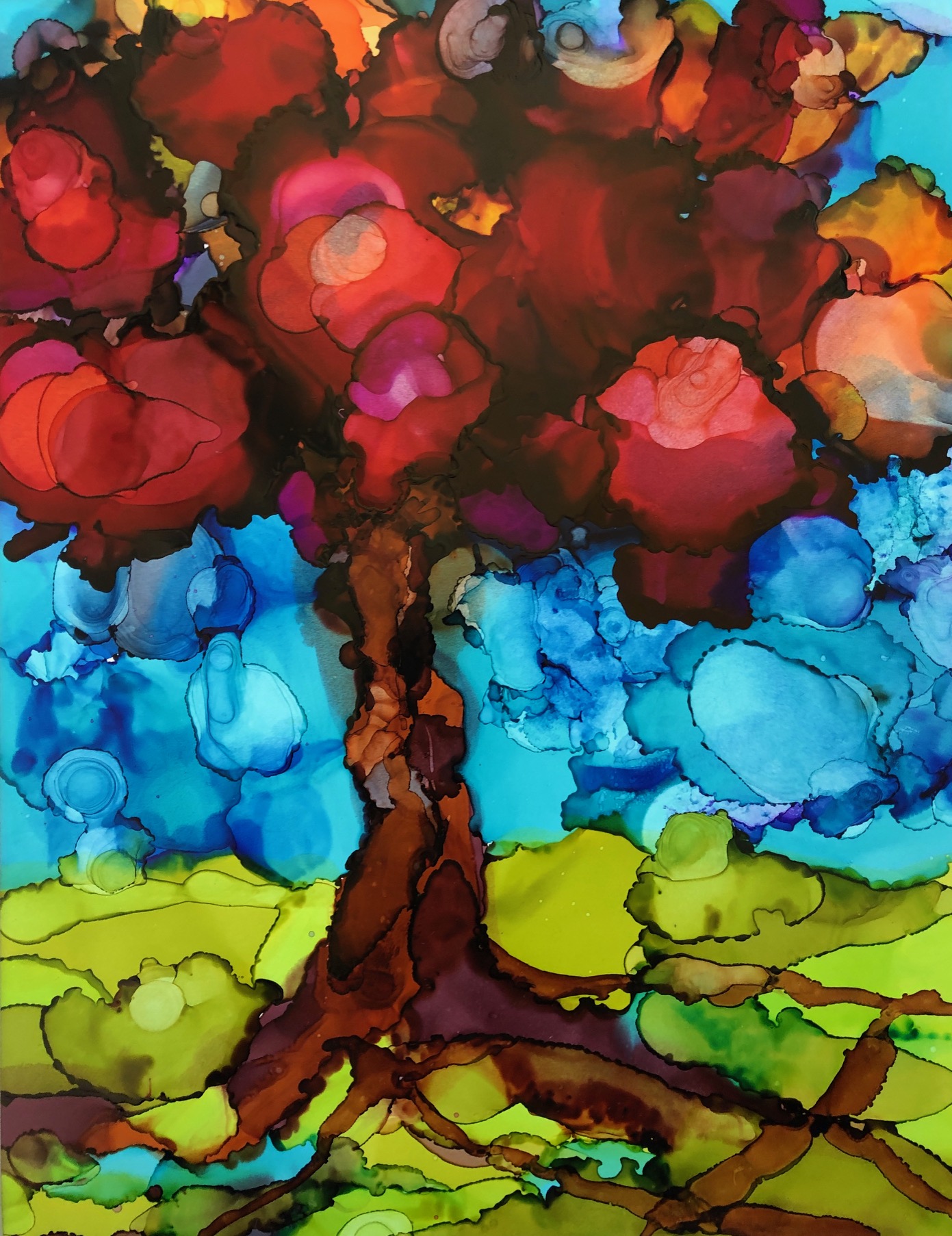Piece of nature - Alcohol Ink Painting on Yupo Paper – didART studio