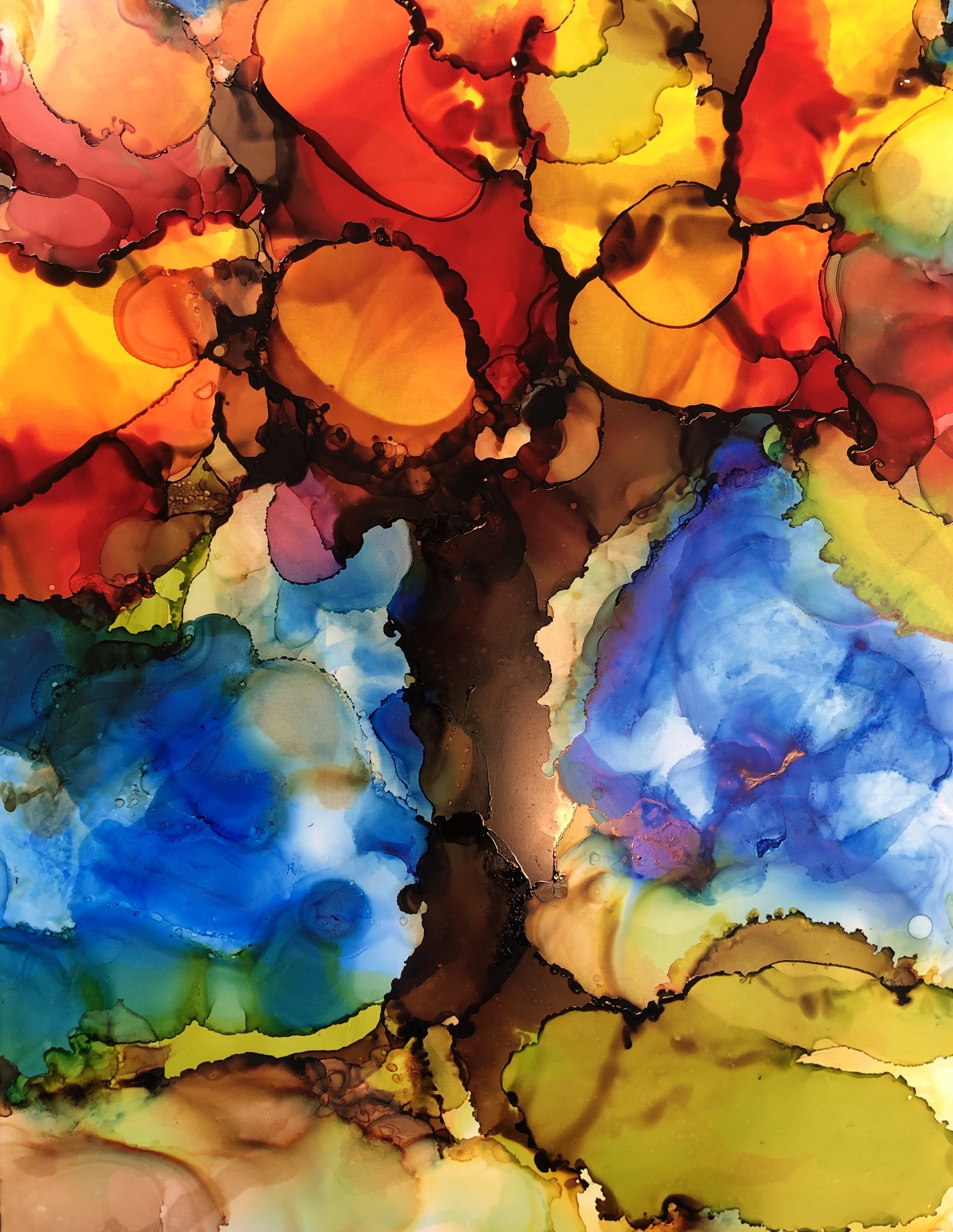 Blue, Orange and White Alcohol Ink Art Graphic by Lazy Sun